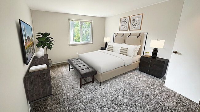 Casas adosadas de lujo en Shelby Township, recientemente renovadas con cocina y baño de lujo, con piscina refrescante y terraza para divertirse en verano. - Foxcroft Townhomes