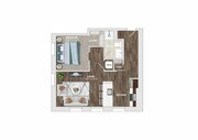 Explore this stylish one-bedroom layout featuring an open living area, elegant kitchen, and ample closet space.