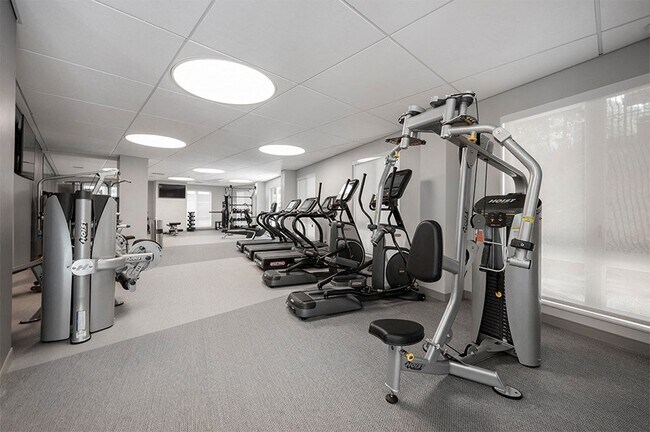 24/7 access to a fully-equipped fitness center with cardio and weight equipment