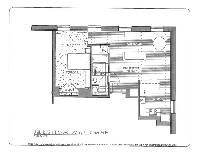 Plano de la unidad 102 - 81 Birch St Unidad 102
