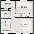 2 Bedroom/1 Bath- 950sqft