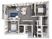 Experience luxury living with this thoughtfully designed 2-bedroom apartment layout.