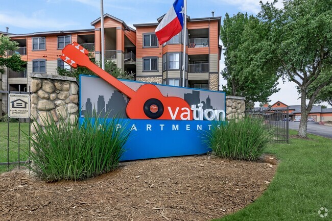 Signature Guitar Monument Sign at Ovation Apartments in Austin, TX - Ovation Apartments