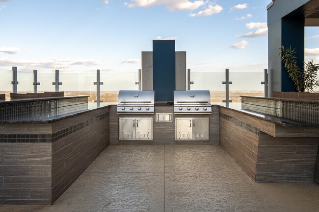 Outdoor entertainment kitchen near the rooftop lounge