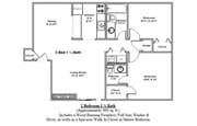2 bed 1 1/4 Bath (no fireplaces)