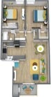 2BR, 1BA - 819 SF