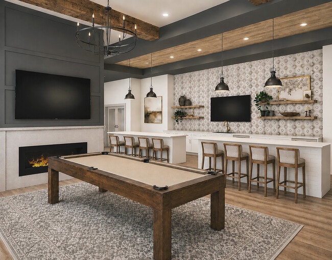 The resident game room. Artist's rendering; final finishes may differ.