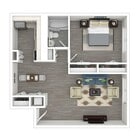 1x1 C - 610 sq ft, with large living area
