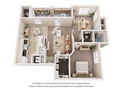 Zuni - 1HAB, 1BA - Plano de planta de 1,013 ft²