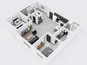 City Scape 2C is a spacious open concept two bedroom floor plan that features modern finishes and an in-unit washer and dryer.