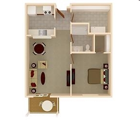 Floor Plan - 1 Bedroom 1 Bathroom