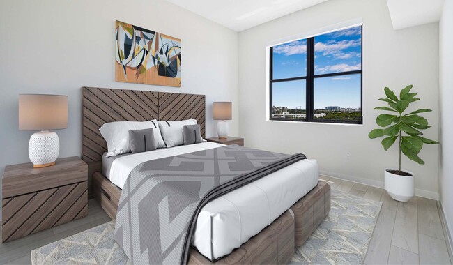 Your spacious bedroom has wood floors throughout