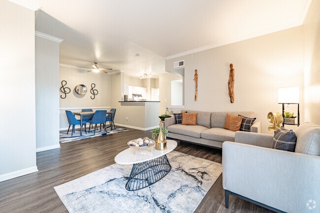 2BR, 2BA- B2- 1,010SF- Living Room - Treymore At Cityplace