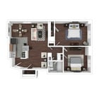 2 Bedroom Floor Visual with Furniture