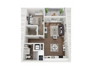 2BR, 2 BA Pippen 3D Floorplan
