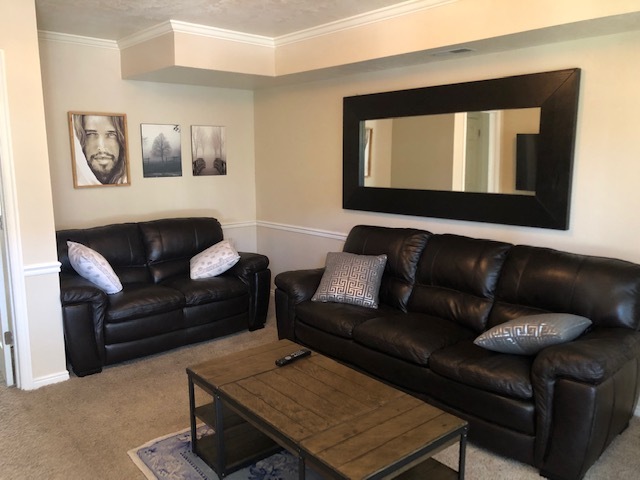 Living Room With Leather - 547 N 300 E Condo