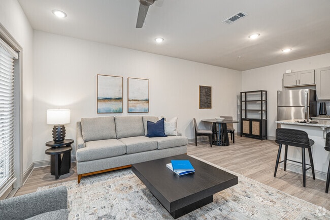The Chenille 1BR, 1BA- Living Room - The Waters at Crestview