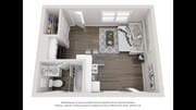 A photo of our studio floor plan, The Traditional.
