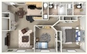 2BR/2BA - 910 - 922 SQ.FT