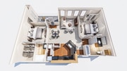 Bright and modern two-bedroom apartment layout with elegant finishes.
