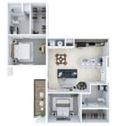 2B Floorplan 2br, 2ba - 1055 SF