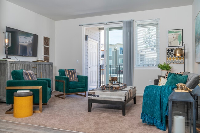 Model Living Room + Balcony - 1500 Orchard Apartments