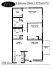 Dos habitaciones/dos baños, 865 pies cuadrados