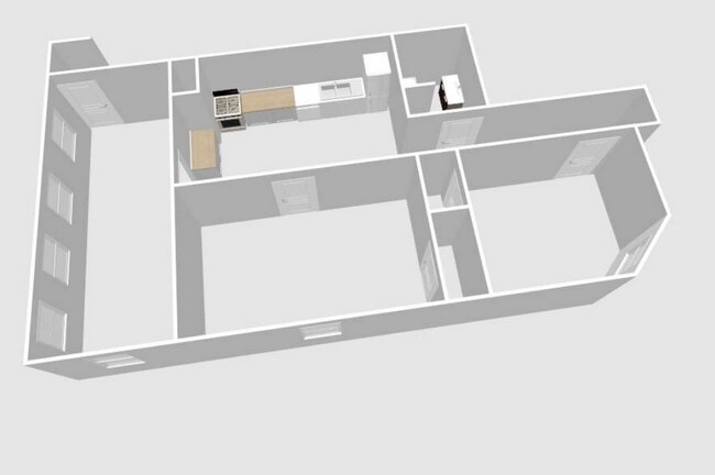 Apt 4 layout in 3D - 18 Everett Ave Unit 2 BR In- Laundry Off St Parking