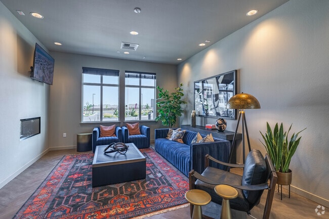 Quirky Clubroom with Community Lounge, Kitchen, Fireplace, and Common Workspaces - The Goat at Broadmoor