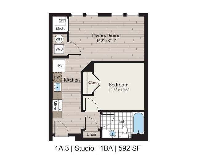 1a.3 Studio/1BA 592 SF - ICON Residences at The Rotunda