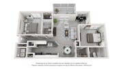 A 3D floor plan rendering of The Easton.