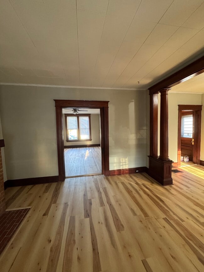 Living room with pocket door open