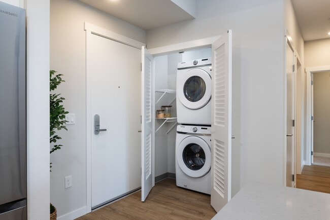 Full-sized stacking washer and dryer