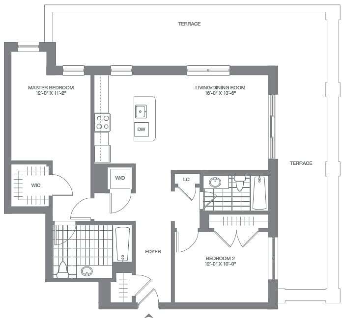 Floor Plan - 2 Bed/2 Bath