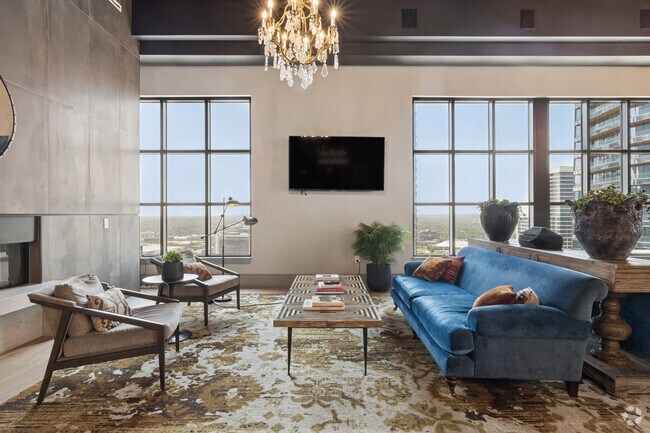 Club Room with Lounge Seating and Double-Sided Fireplace