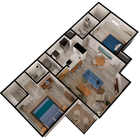 B1 - 2 habitaciones, 2 baños