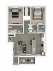 Discover your dream home with this beautifully designed two-bedroom apartment layout.