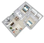 2x1 825 SqFt Renovated