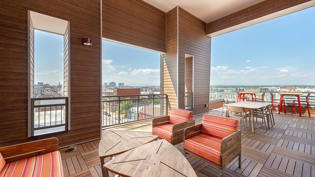 Rooftop deck with plush seating areas, great views, and outdoor TV - Modera River North