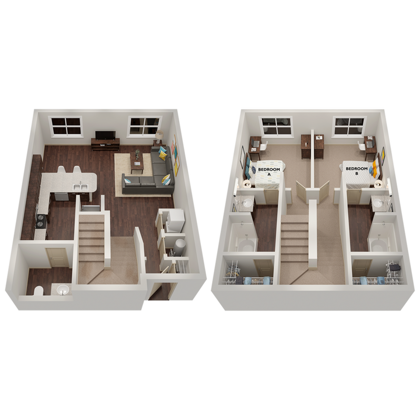 B3 Townhome: 2BD | 2.5 BA | 1071 SF - B3 Townhome