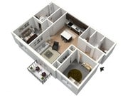 Cafe au Lait Furnished 3D Floor Plan