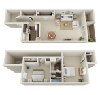 2 bed 1100 sqft