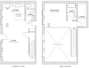 996 square foot one bedroom, one and a half bath lofted apartment home