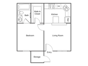 A1 | 1 bed 1 bath | 444 sq ft