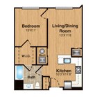 A1 | 1 Bed | 1 Bath floor plan 333 Central