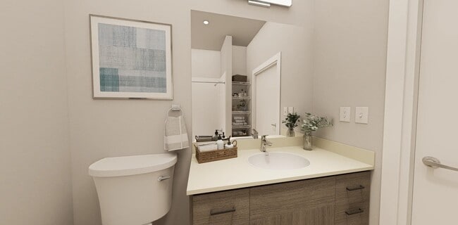 1 Bed Bath Rendering - Connection Angle Lake