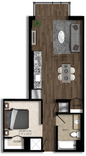 Floor Plan - 1 Bed/1 Bath JR-1E