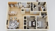 Homey Three Bed One Bath Floor Plan