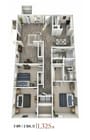 The Izzy Apartments 3 Bedroom, 2 Bathroom, Den, 1325 SF