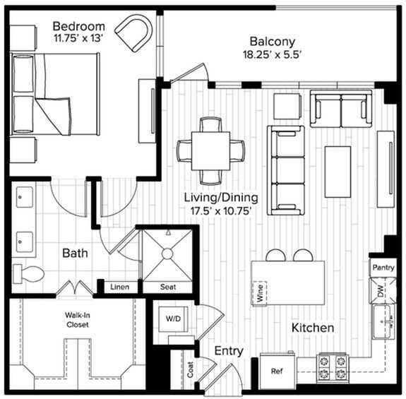 1 Bed 1 Bath - A3